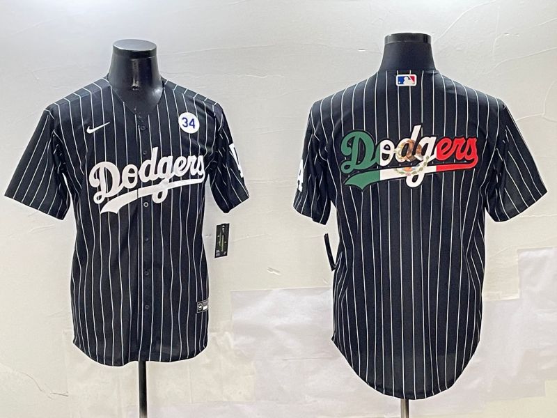 Men Los Angeles Dodgers Blank Black Stripe Jointly Name 2025 Nike MLB Jersey style 14